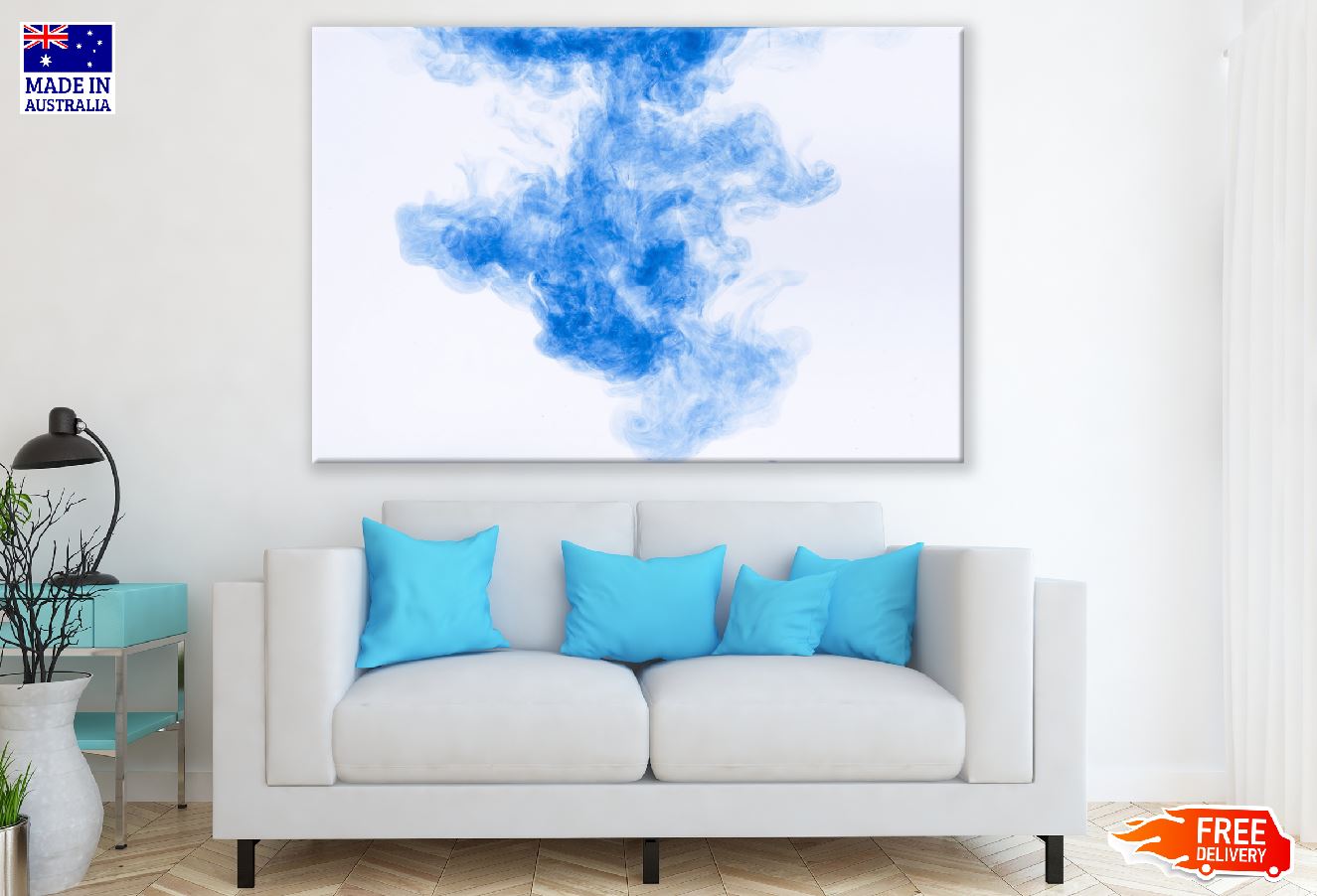 Blue Smoke Abstract Design Print 100% Australian Made