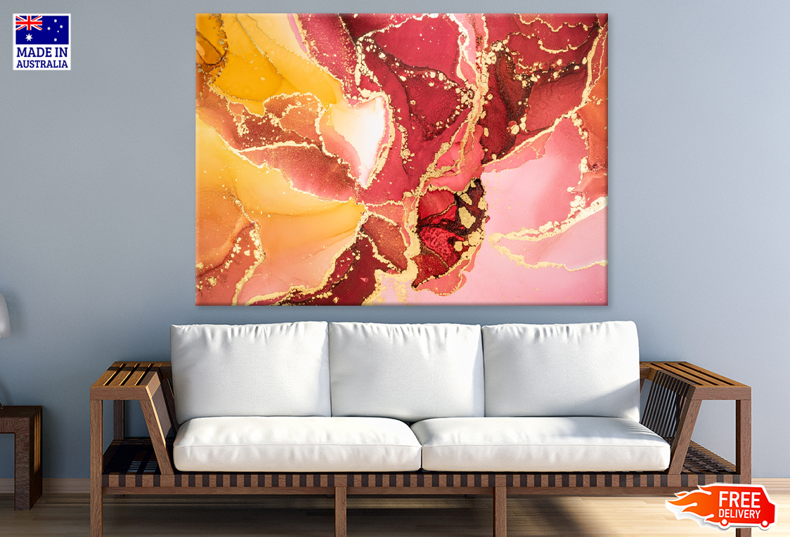 Pink Yellow & Gold Abstract Design Print 100% Australian Made