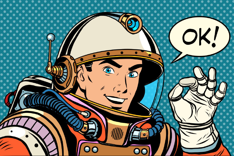 Astronaut Showing Ok Illustration Print 100% Australian Made