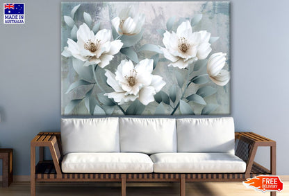 White Flower Plant 3D Painting Print 100% Australian Made