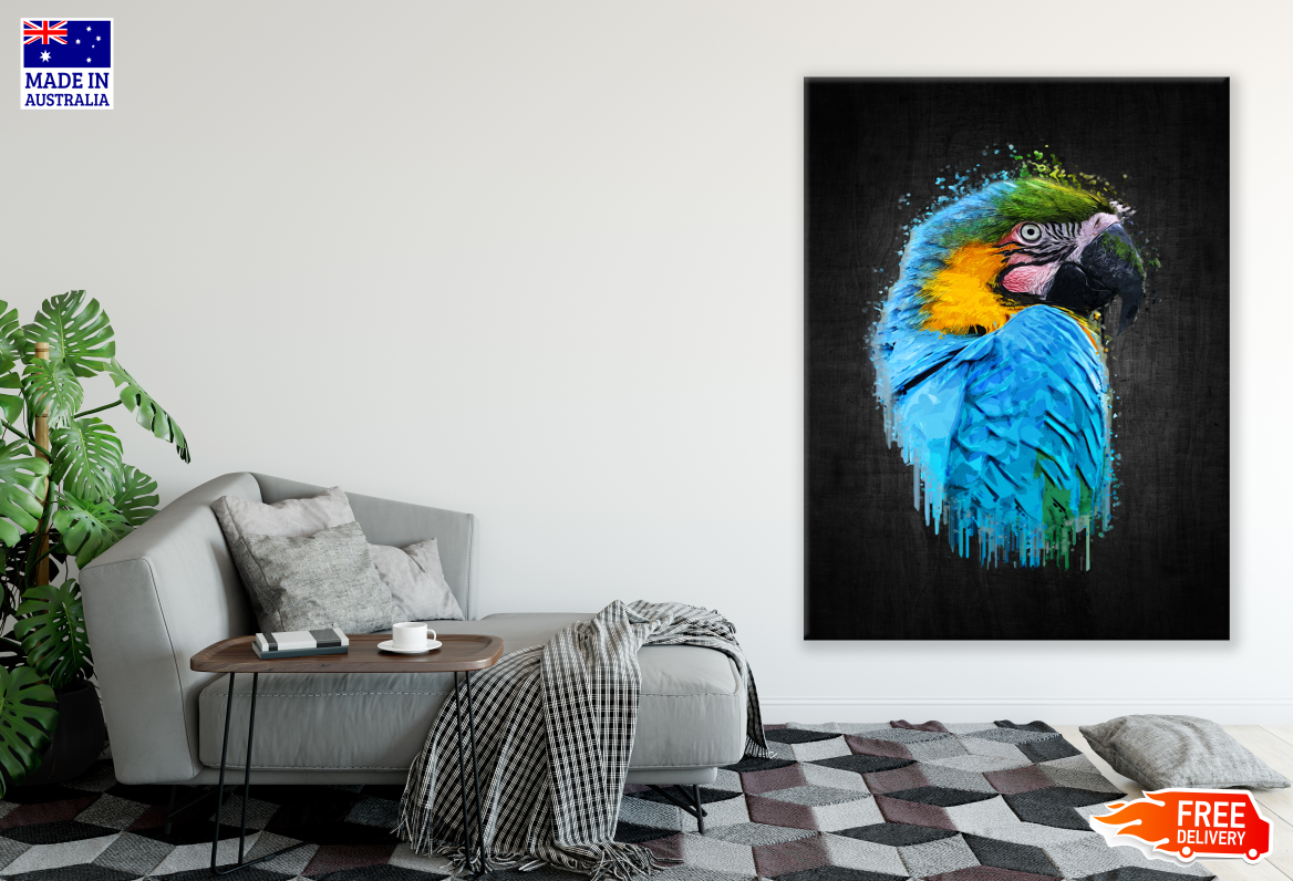 Blue Macow Bird Portrait Painting Print 100% Australian Made