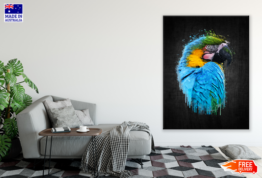 Blue Macow Bird Portrait Painting Print 100% Australian Made