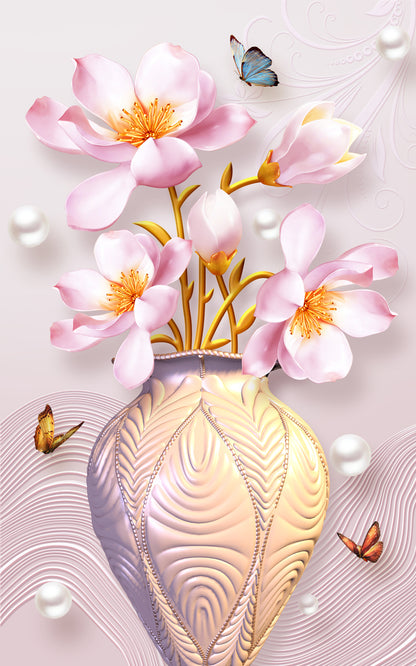 Pink Floral Vase Fractal Design Print 100% Australian Made