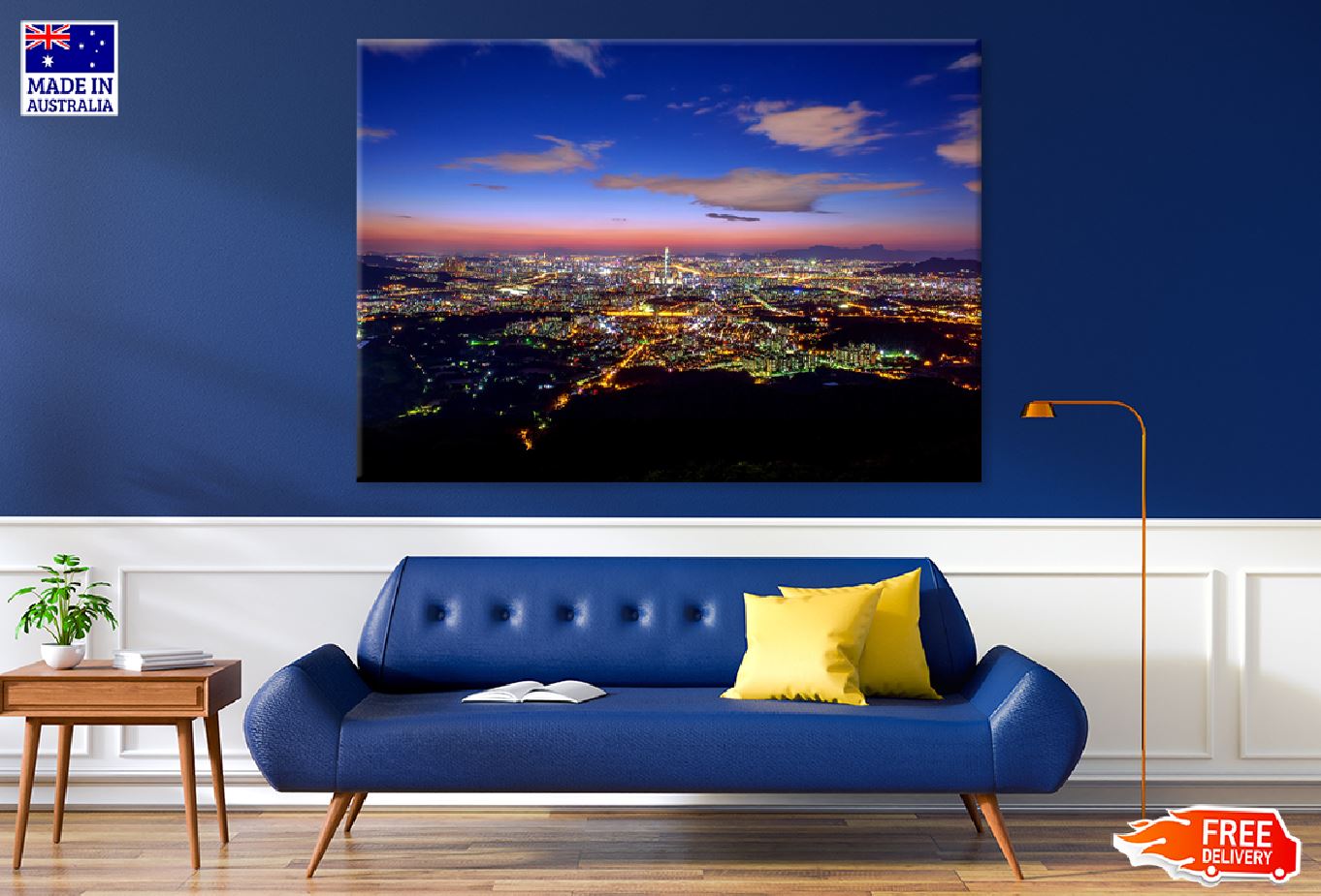 South Korea Skyline Night View Photograph Print 100% Australian Made