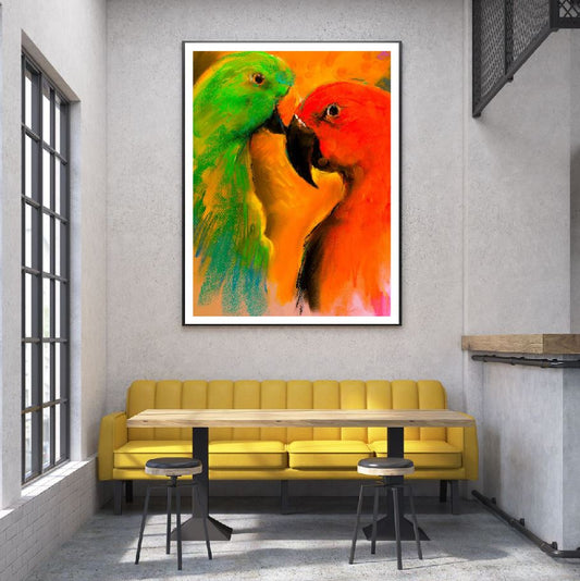 Love Birds Watercolor Painting Home Decor Premium Quality Poster Print Choose Your Sizes