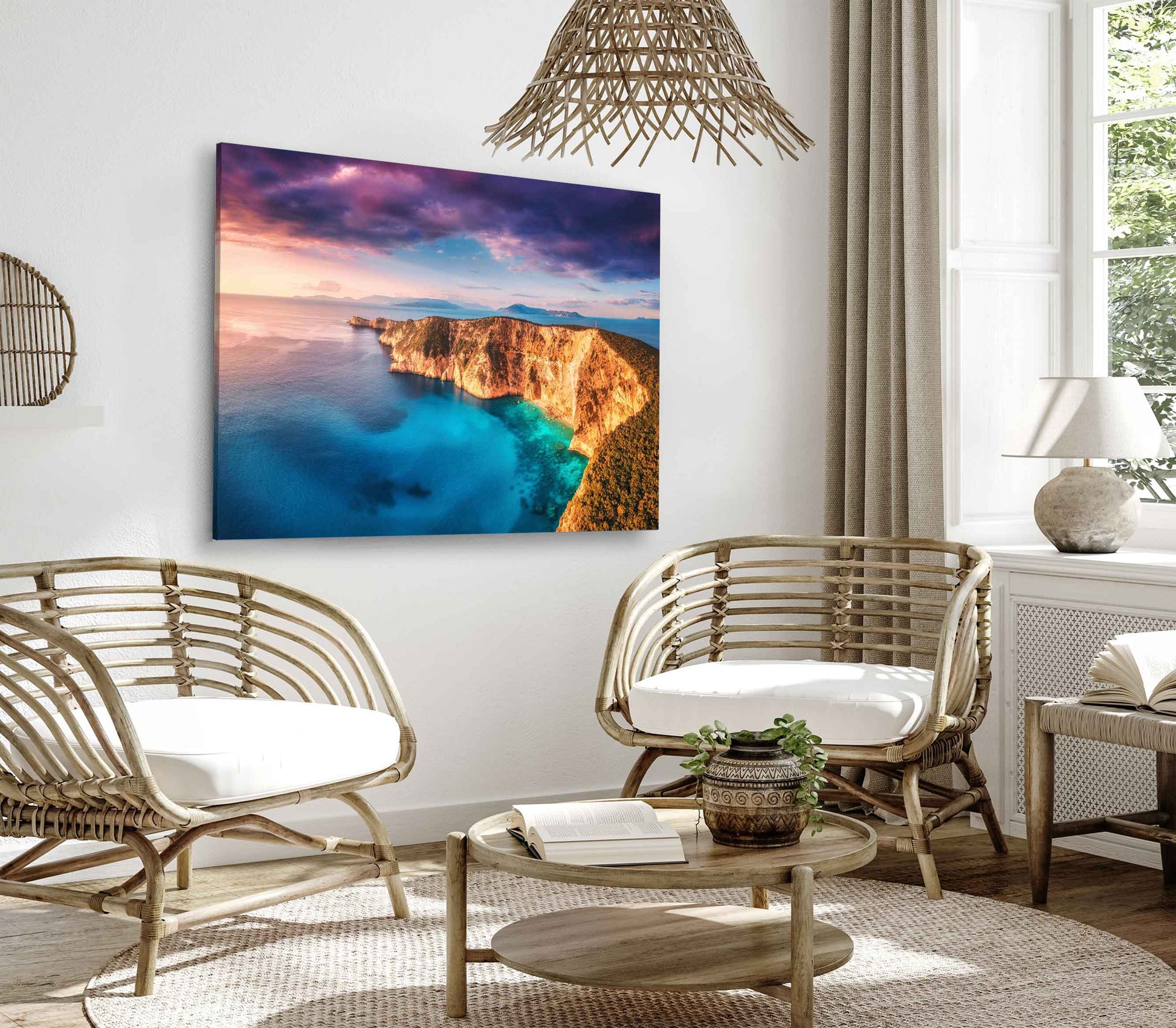 Bella Home Blue Sea at Colorful Sunset in Summer Print Canvas Ready to hang