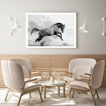 Running Horse B&W Photograph Home Decor Premium Quality Poster Print Choose Your Sizes