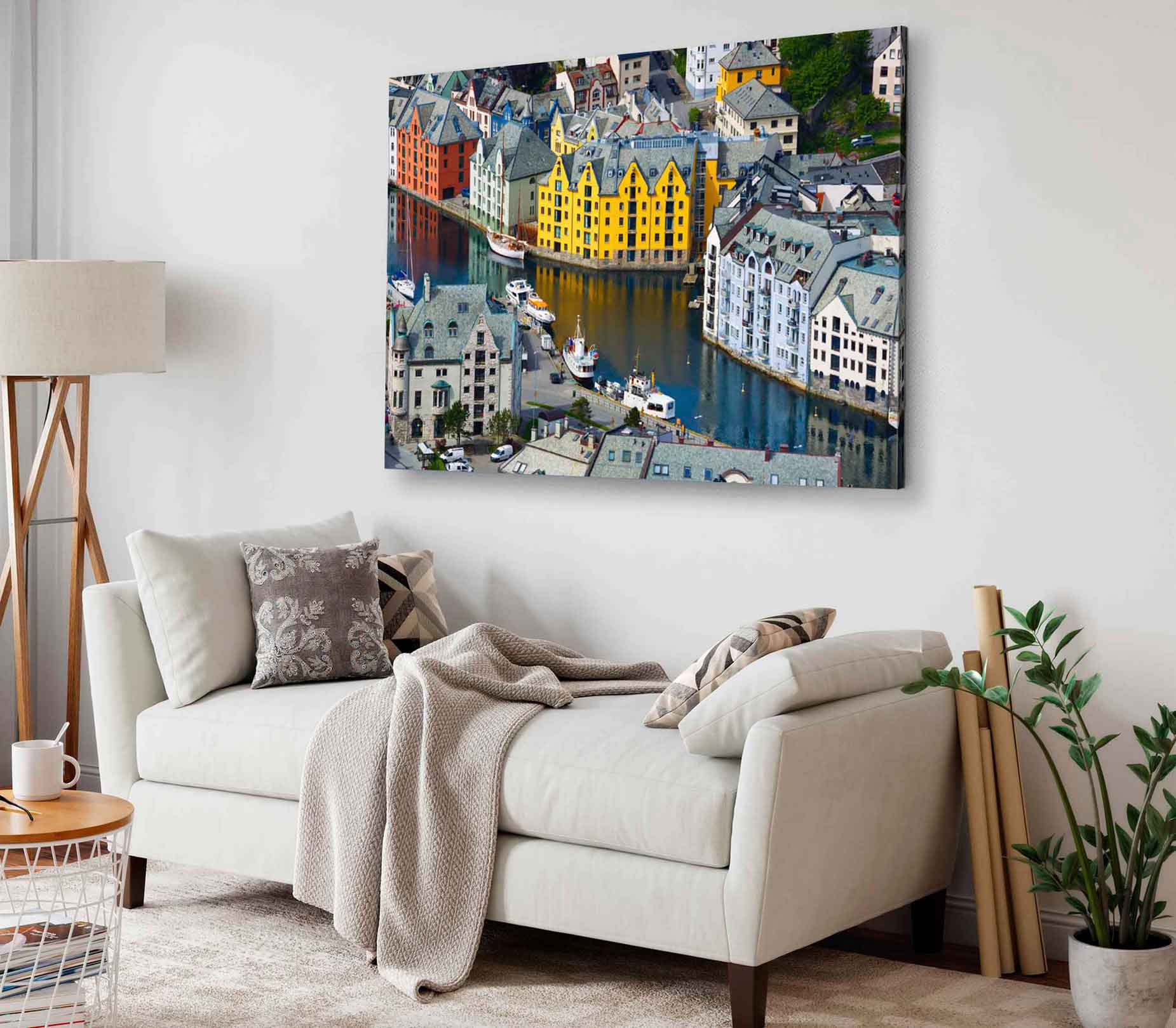 Bella Home Aksla City Sea Port View Norway Print Canvas Ready to hang