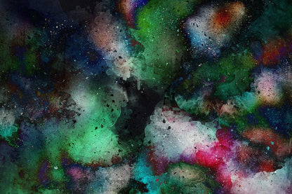 Dark Blue Grey & Green Smoke Abstract Design Print 100% Australian Made