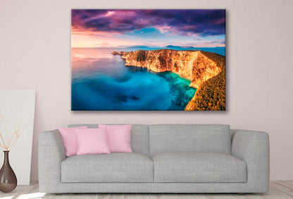 Bella Home Blue Sea at Colorful Sunset in Summer Print Canvas Ready to hang
