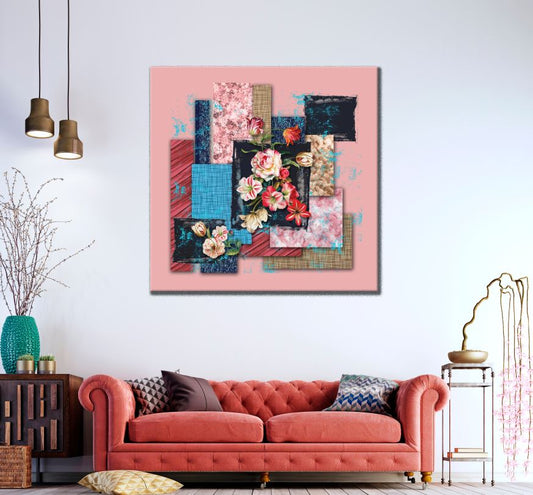 Square Canvas Creative & Colourful Floral Art High Quality Print 100% Australian Made