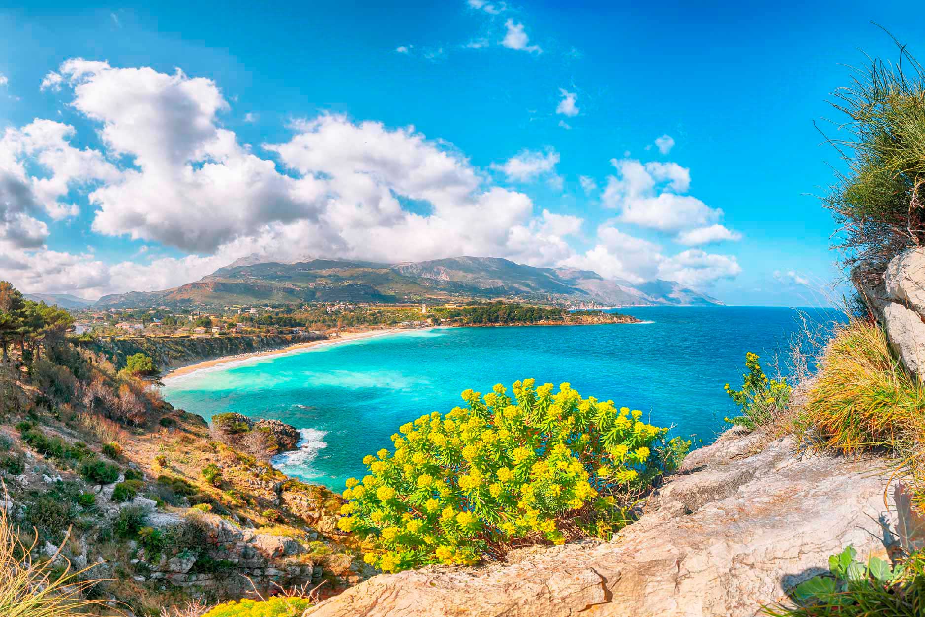 Bella Home Beach Near Castellammare del Golfo Print Canvas Ready to hang