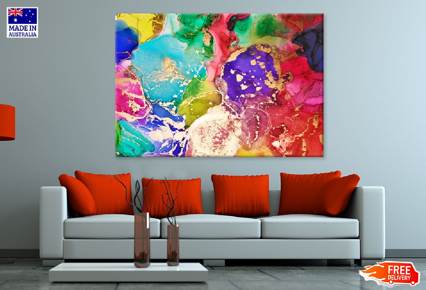 Rainbow Color Abstract Fluid Design Print 100% Australian Made