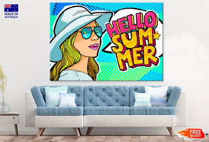Hello Summer Quote & Fashion Girl Print 100% Australian Made