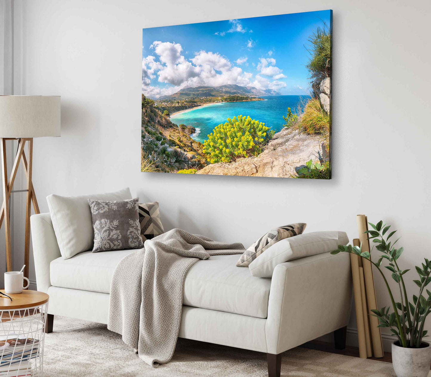 Bella Home Beach Near Castellammare del Golfo Print Canvas Ready to hang