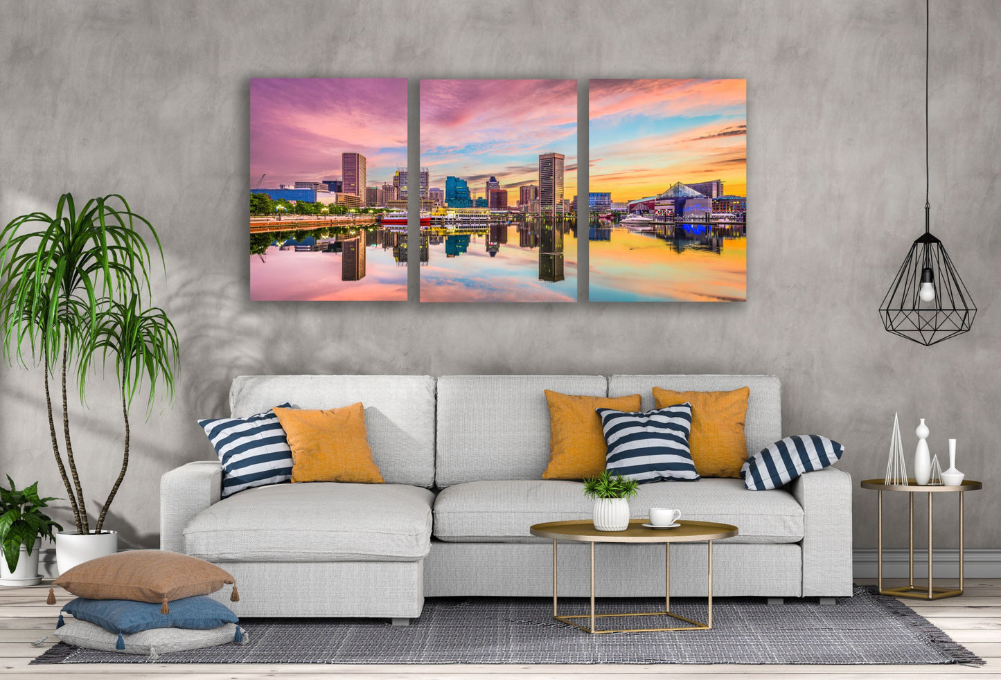 3 Set of City Sunset View Photograph High Quality Print 100% Australian Made Wall Canvas Ready to Hang