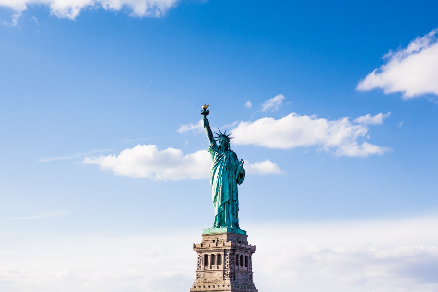 Statue Liberty with Blue Sky View Photograph Print 100% Australian Made