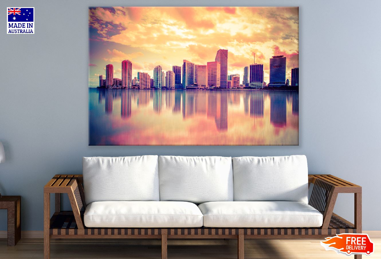 Florida City & Miami Skyline Sunset Photograph Print 100% Australian Made