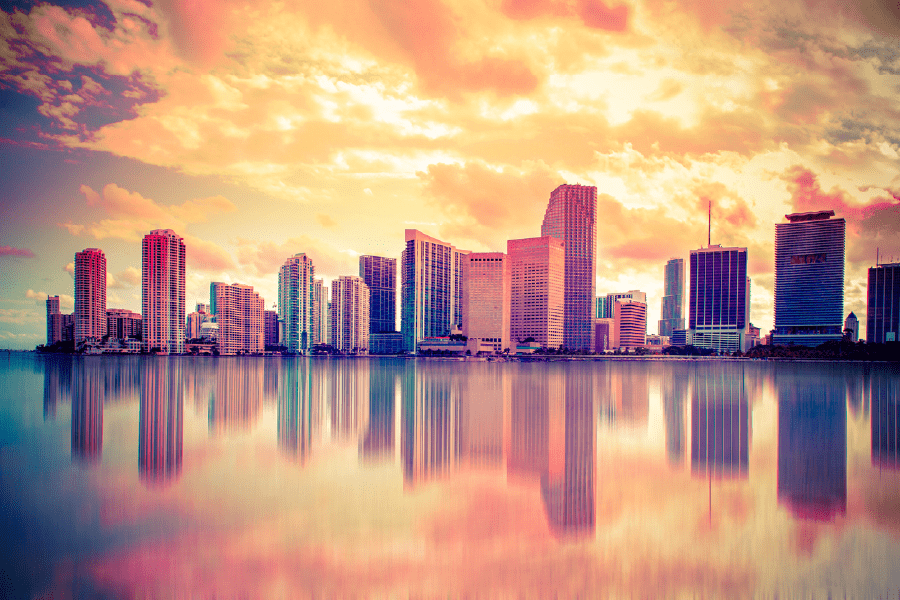 Florida City & Miami Skyline Sunset Photograph Print 100% Australian Made
