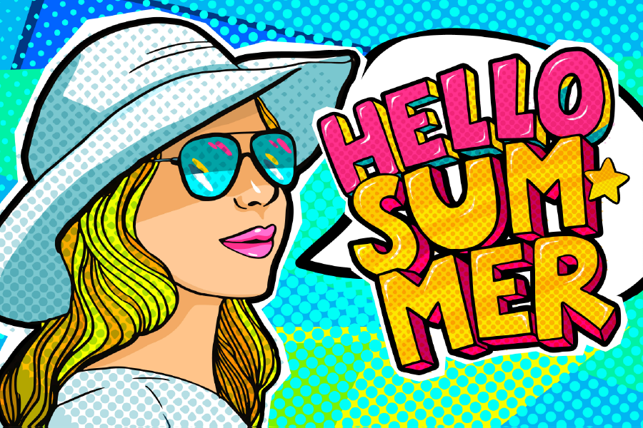 Hello Summer Quote & Fashion Girl Print 100% Australian Made