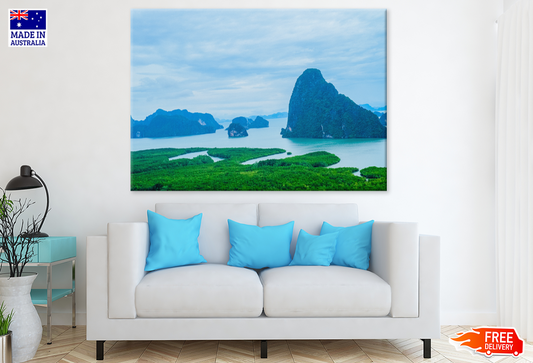 Mountain & Sea Aerial View Photograph Print 100% Australian Made