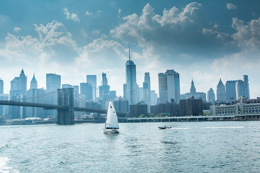 Brooklyn Bridge Cityscape & East River Photograph, New York Print 100% Australian Made