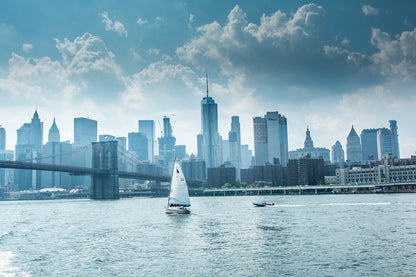 Brooklyn Bridge Cityscape & East River Photograph, New York Print 100% Australian Made