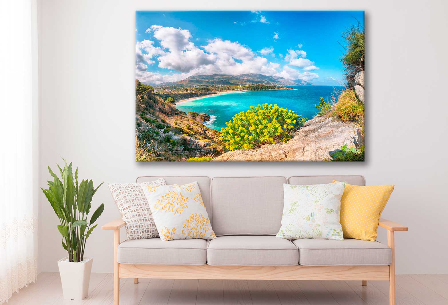 Bella Home Beach Near Castellammare del Golfo Print Canvas Ready to hang
