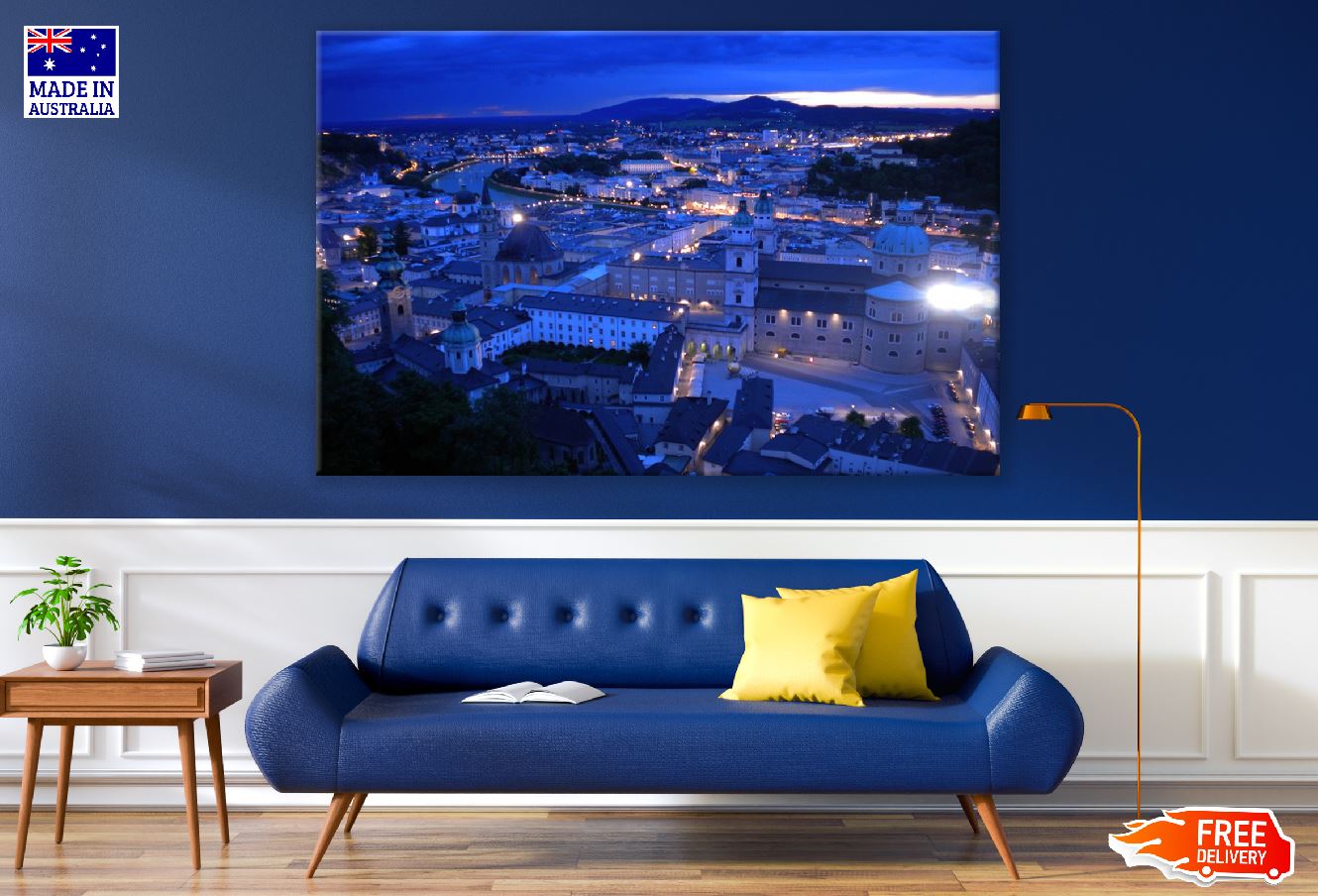 City of Salzburg, Austria Night View Photograph Print 100% Australian Made