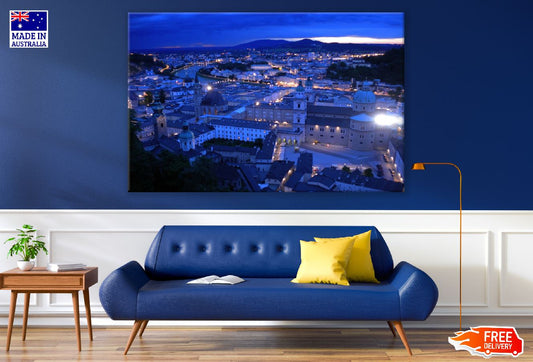 City of Salzburg, Austria Night View Photograph Print 100% Australian Made