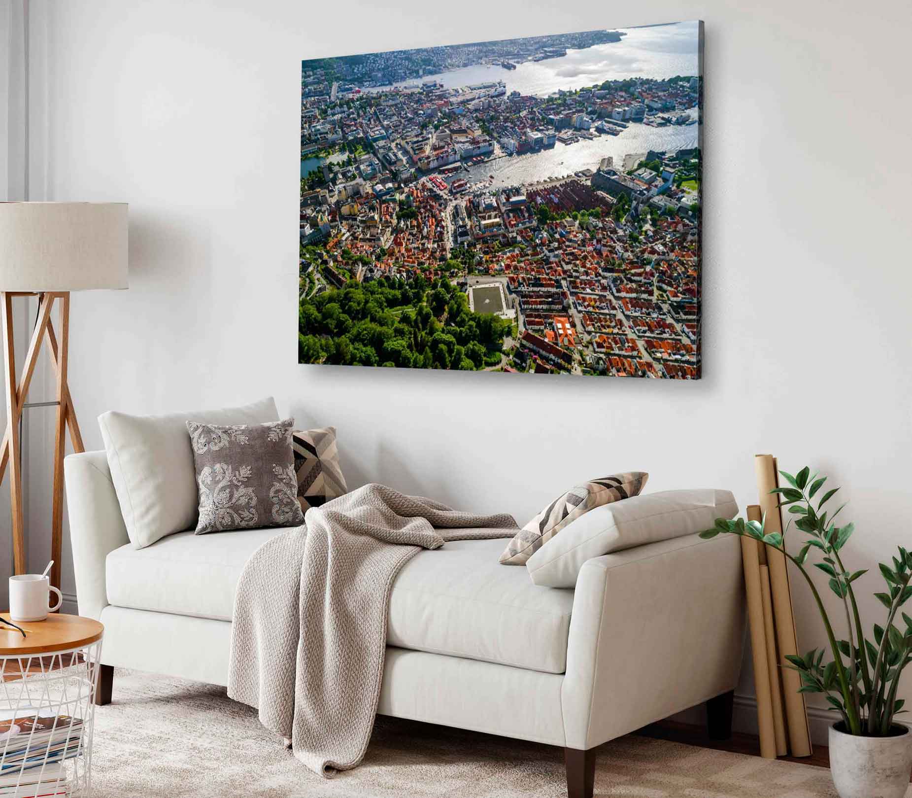 Bella Home Bergen City Aerial View Norway Print Canvas Ready to hang