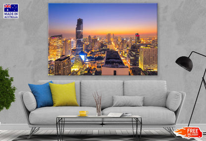 Bangkok Cityscape Night View Photograph, Thailand Print 100% Australian Made