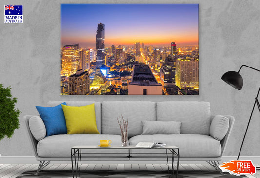 Bangkok Cityscape Night View Photograph, Thailand Print 100% Australian Made