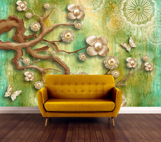 Wallpaper Murals Peel and Stick Removable Stunning 3D Floral Fractal Design High Quality