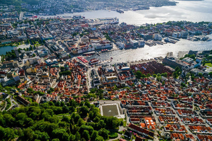 Bella Home Bergen City Aerial View Norway Print Canvas Ready to hang