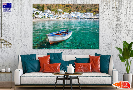 Sea View Boat in Crete, Greece Photograph Print 100% Australian Made