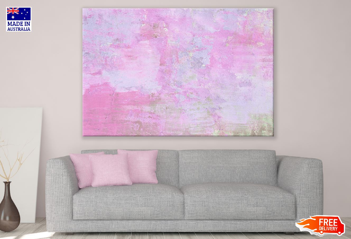 Pink Color Abstract Design Print 100% Australian Made