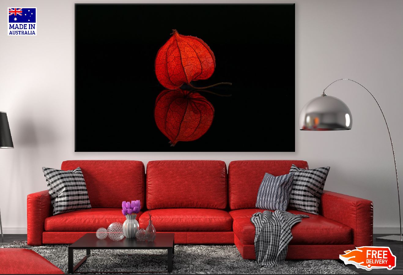 Red Lampion Flower Bud Photograph Print 100% Australian Made