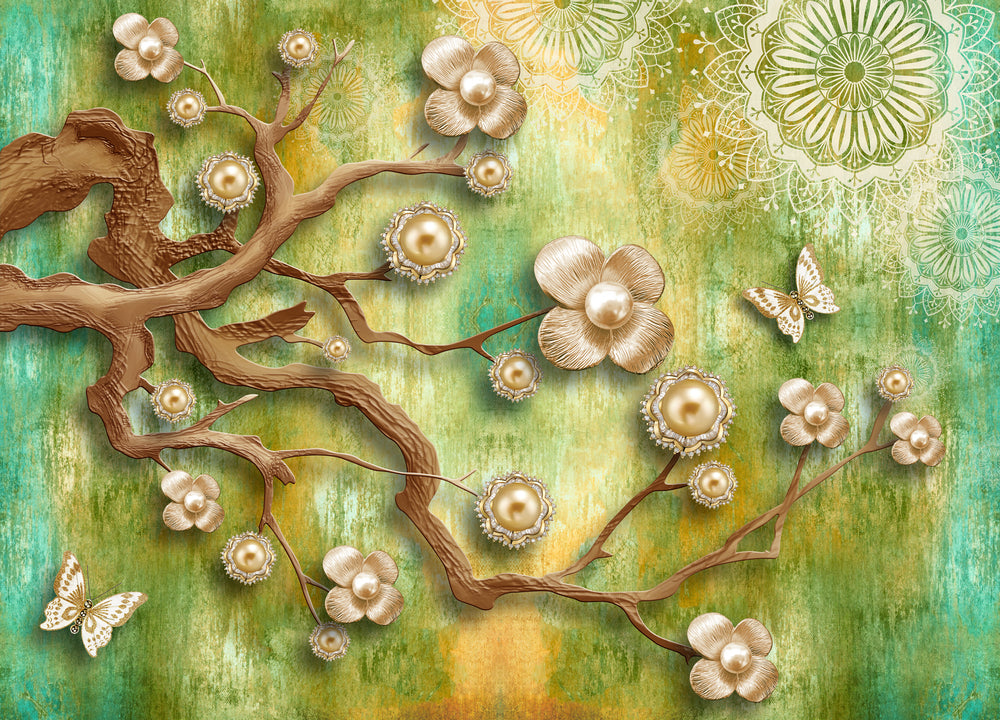 Wallpaper Murals Peel and Stick Removable Stunning 3D Floral Fractal Design High Quality