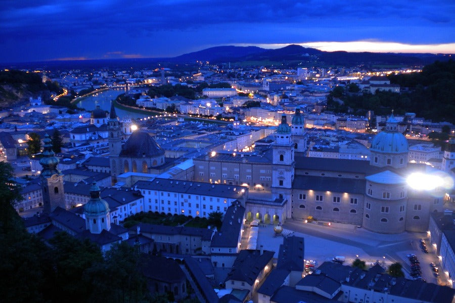 City of Salzburg, Austria Night View Photograph Print 100% Australian Made