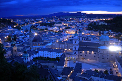 City of Salzburg, Austria Night View Photograph Print 100% Australian Made