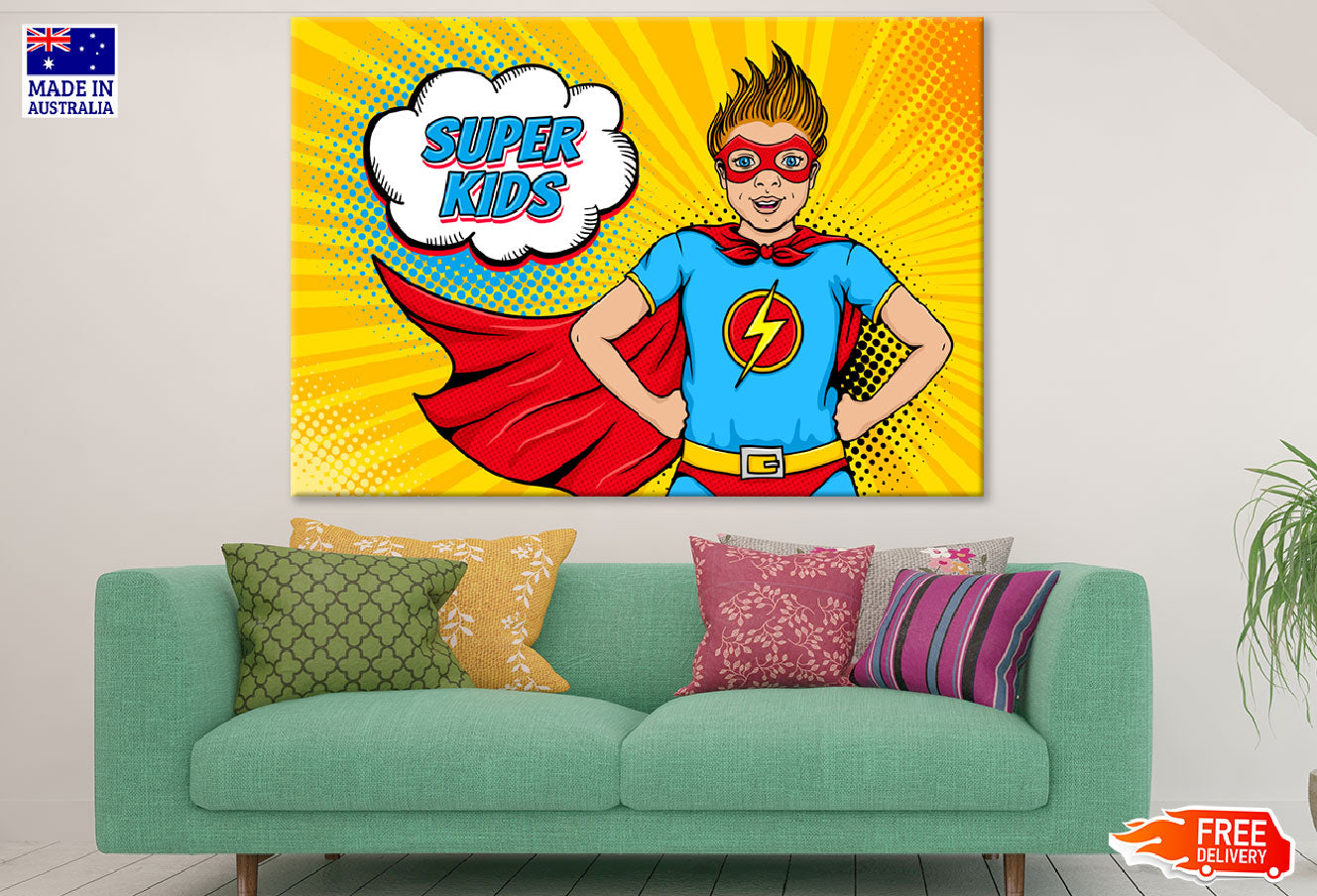 Super Kids Quote & Boy Illustration Print 100% Australian Made