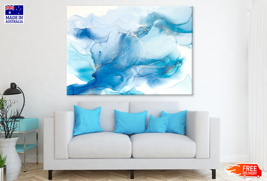 White & Blue Abstract Design Print 100% Australian Made
