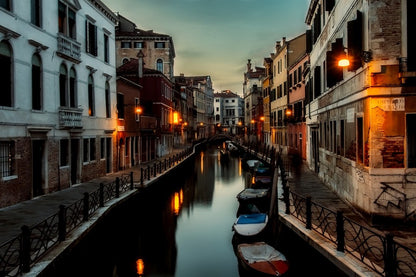 Canal Grande in Venice, Italy Night View Print 100% Australian Made
