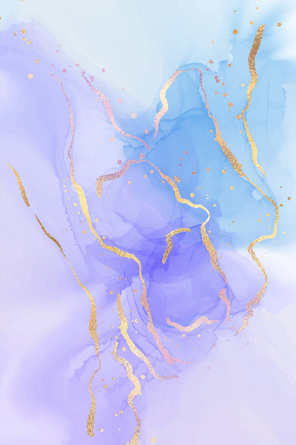 Purple Blue & Gold Lines Abstract Design Print 100% Australian Made