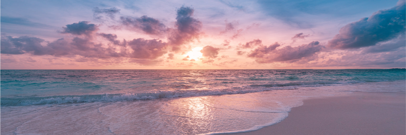 Panoramic Canvas Pink Sunset Sky Sea View Photograph High Quality 100% Australian Made Wall Canvas Print Ready to Hang