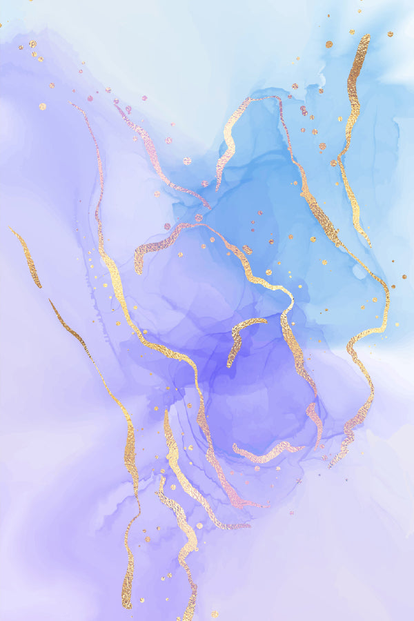 Purple Blue & Gold Lines Abstract Design Home Decor Premium Quality Poster Print Choose Your Sizes