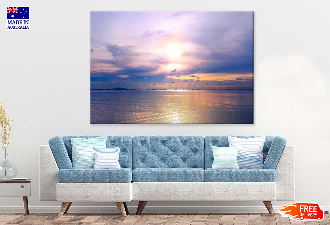 Sun is Falling over Sea Scenery View Print 100% Australian Made