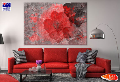 Red & Black Flowers Abstract Design Print 100% Australian Made