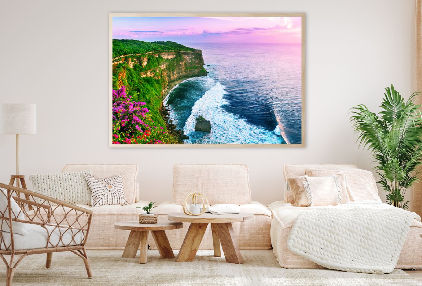 Uluwatu Cliff & Sea Pink Sunset Photograph Home Decor Premium Quality Poster Print Choose Your Sizes